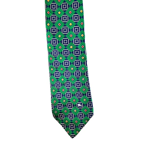 Burberry Green Diamond Pattern Silk Tie - Picture 1 of 3